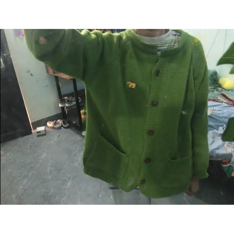 áo khoác len dệt kim xanh lá  719200