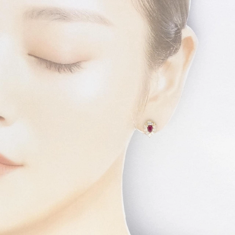 K18YG Bông tai Ruby - Hàng hiệu Chính hãng 870973