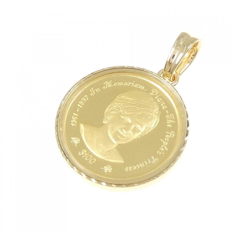 K18YG(枠) Mặt dây chuyền đồng xu - Hàng hiệu Authentic 869438