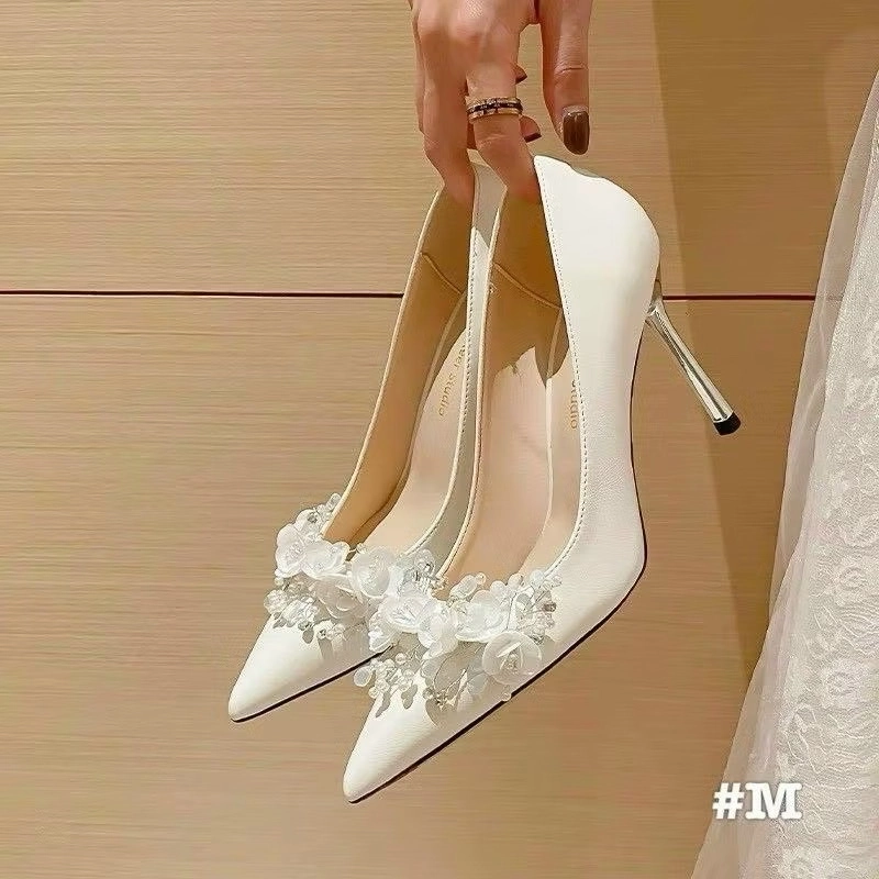 Giày cưới đính hoa 9cm size 34 474106