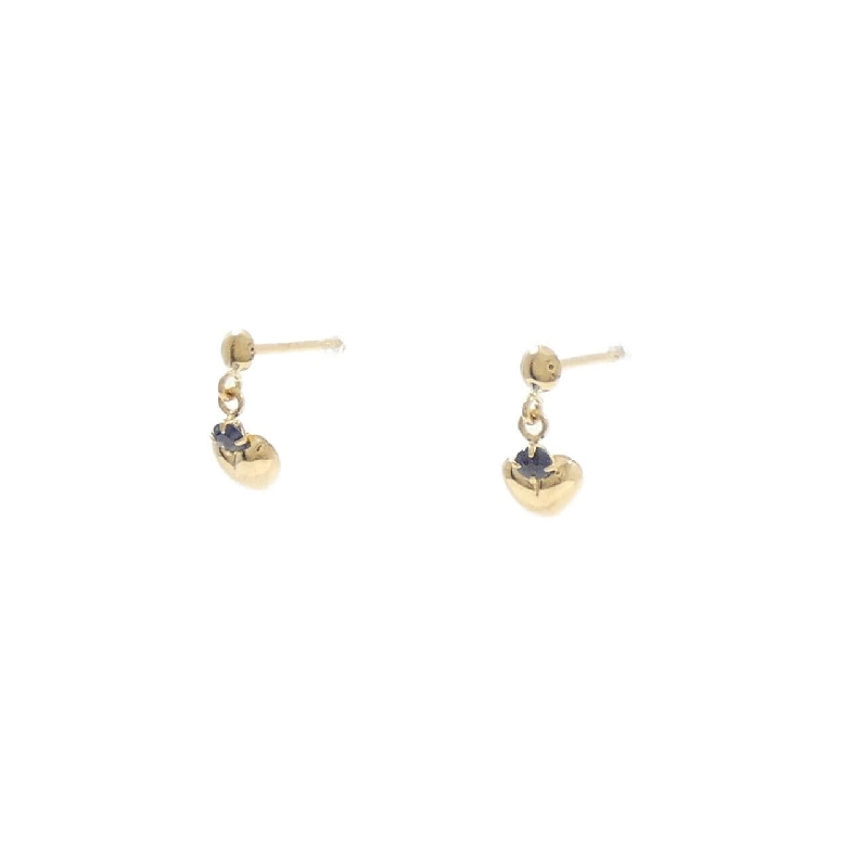 K18YG Bông tai hình trái tim Sapphire - Hàng hiệu Chính hãng 865180