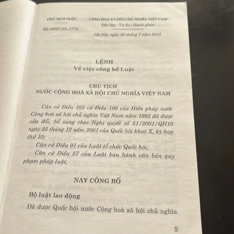 Bộ luật Lao động 2012 1029294