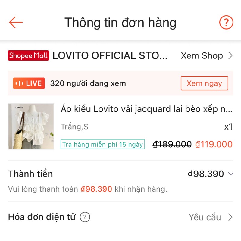 Áo Lovito lai bèo xếp lớp 192008