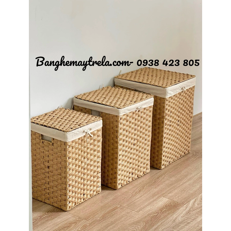 Giỏ vuông đựng đồ nhựa giả mây 495630