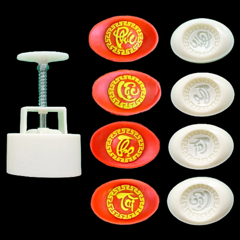 Khuôn trung thu lò xo, khuôn ép xôi 4 thỏi vàng Phúc Lộc Thọ Tài - Mã số 1024 336018