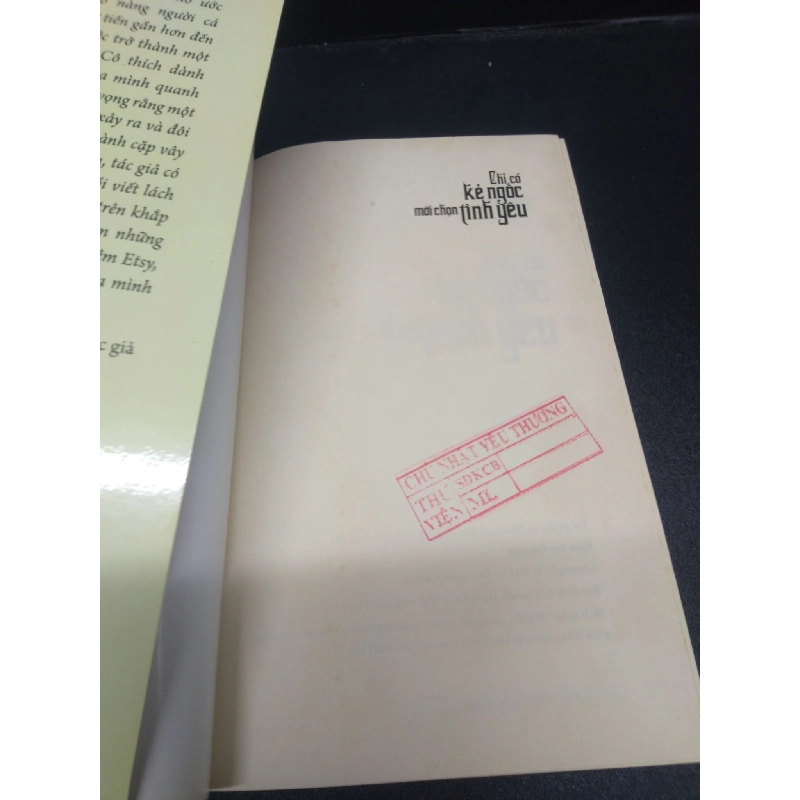 Chỉ có kẻ ngốc mới chọn tình yêu năm 2013 mới 80% ố vàng có mộc đỏ HCM2602 văn học 913067