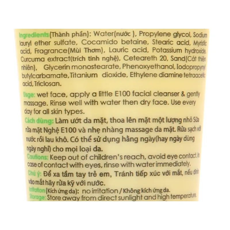 Sữa rửa mặt nghệ E100 ngăn ngừa mụn 100g 784519