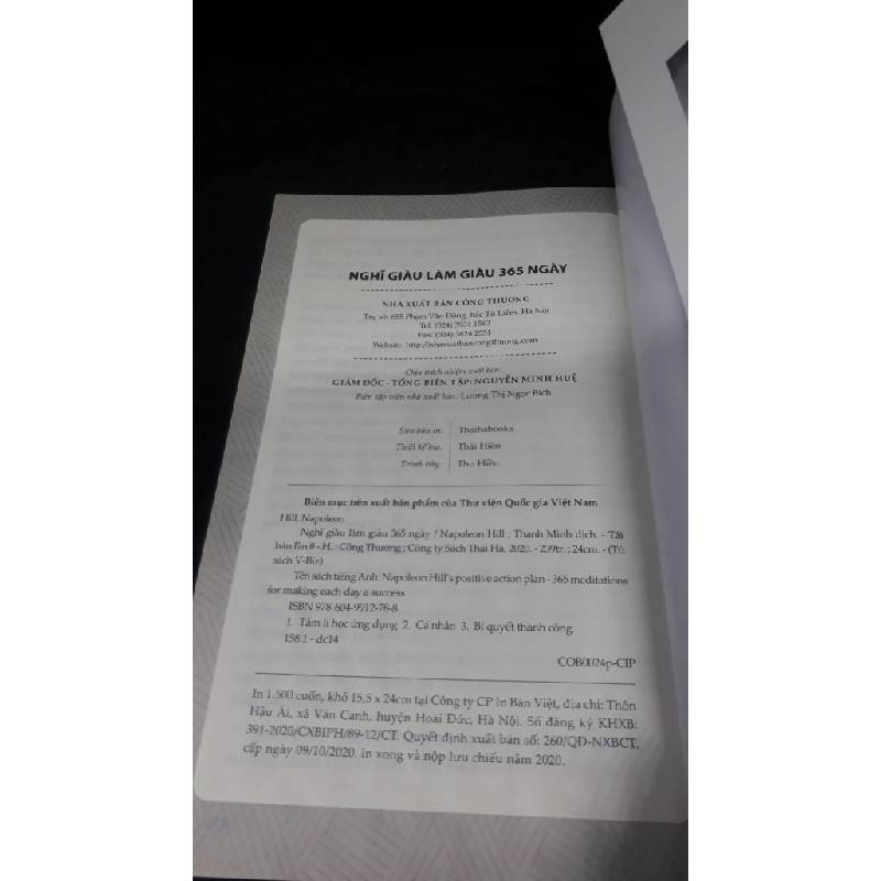 Nghĩ giàu làm giàu-365 ngày 2020 - Napoleon Hill new 90% HCM.ASB1306 64911