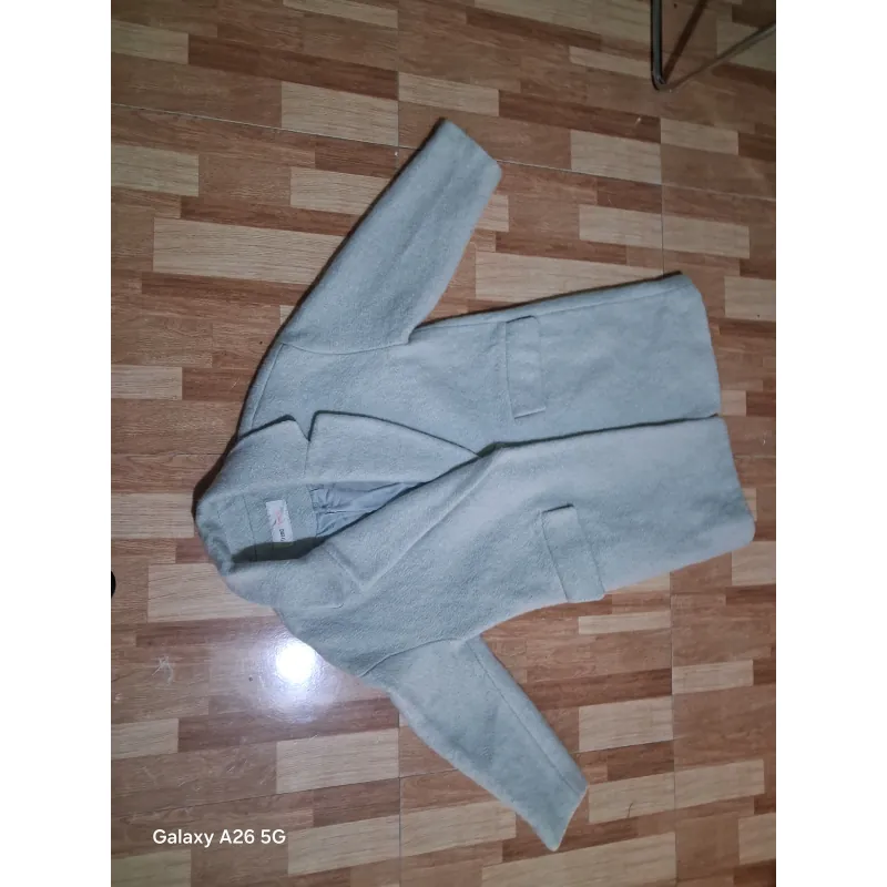 Áo khoác blazer nữ màu xám chất liệu dạ mềm mại size L 1014010