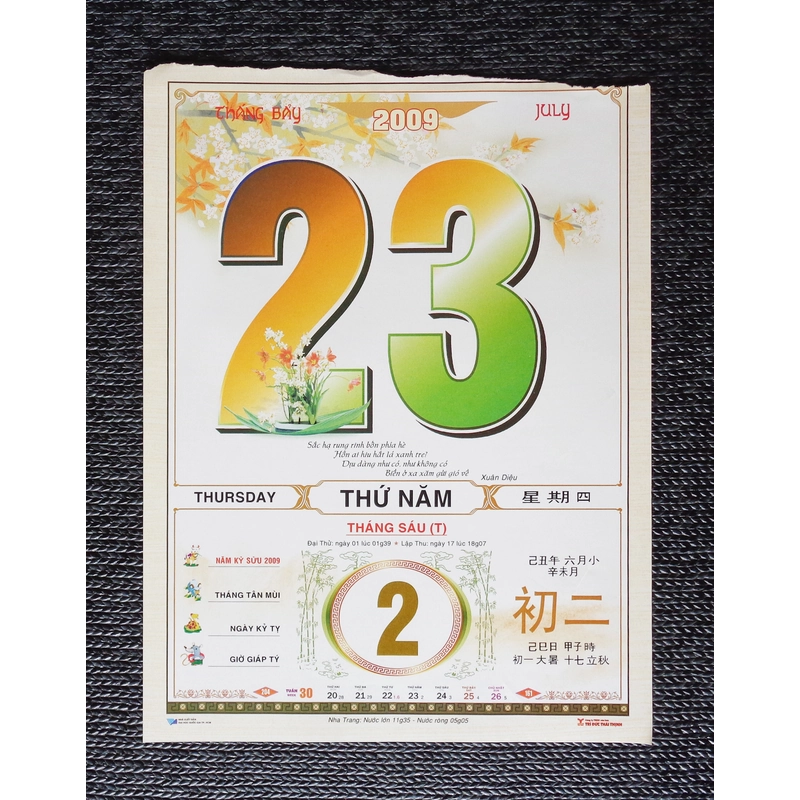 Tờ lịch rời Bloc xưa (Năm 2009) 184635