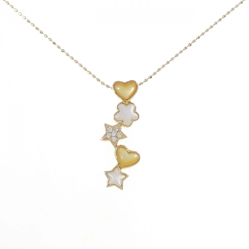 K18YG Heart × Star Mother of Pearl Necklace - Hàng hiệu Authentic 845846