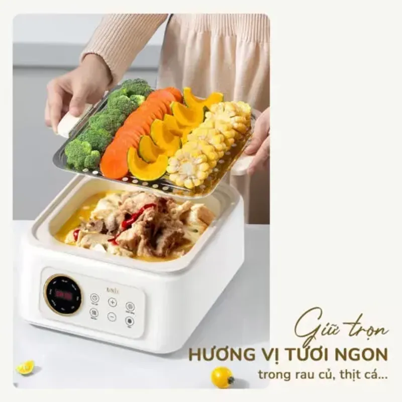 Nồi lẩu hấp đa năng UNIE UE668 10L, lòng nồi Ceramic cao cấp mới, 8 chức năng nấu 588861