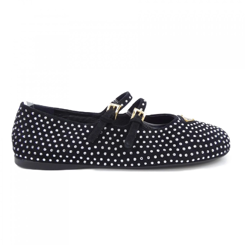 Giày ballet suede có đá pha lê PRADA 1F797N 660169