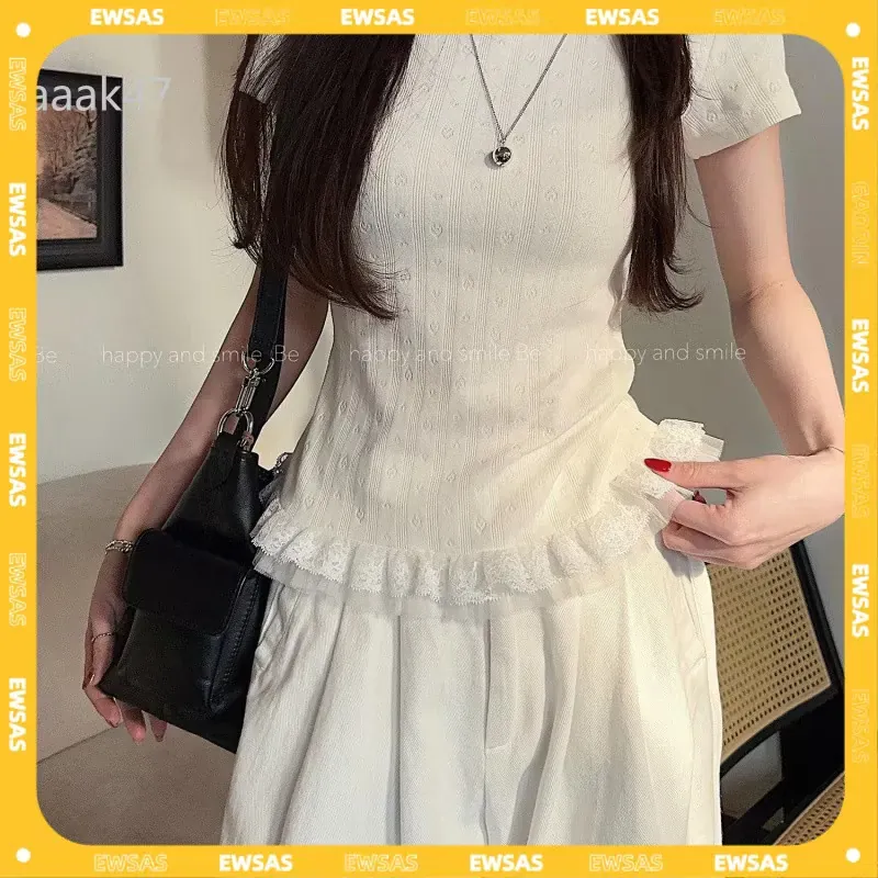 Áo Thun Phối Ren Họa Tiết Trơn Dáng Nhỏ Tôn Body Thời Trang HDSHOP Áo Thun Phối Ren  970116