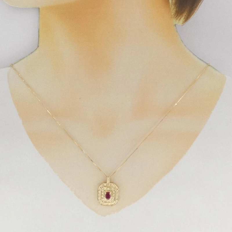 K18YG Dây chuyền ruby 0.64CT - Hàng hiệu Chính hãng 856164