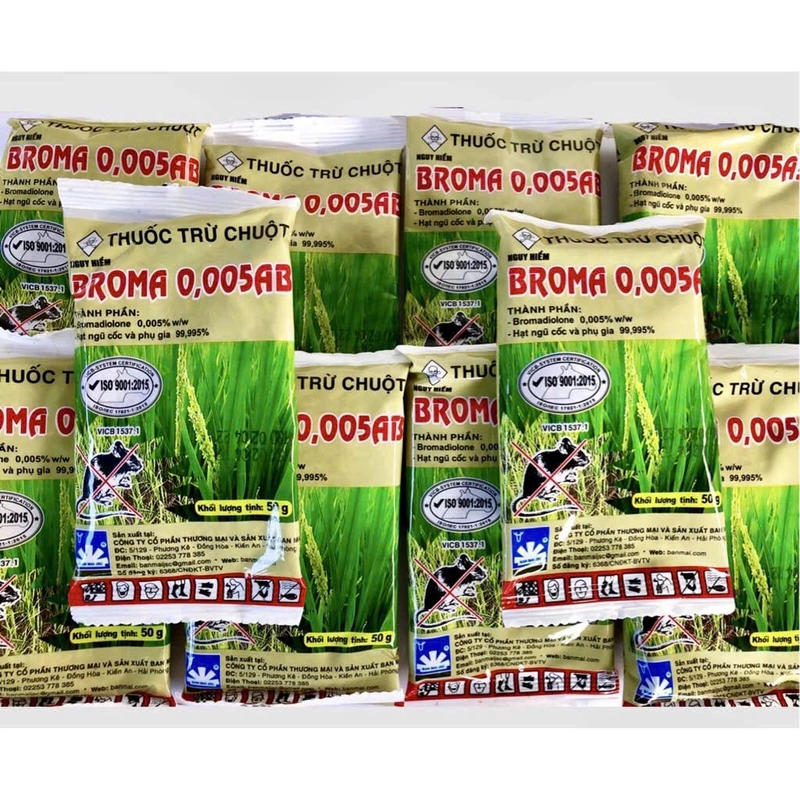 20  gói thuốc diệt chuột broma trộn sẵn mồi dạng thóc lúa sinh học , gói 50gam 501132