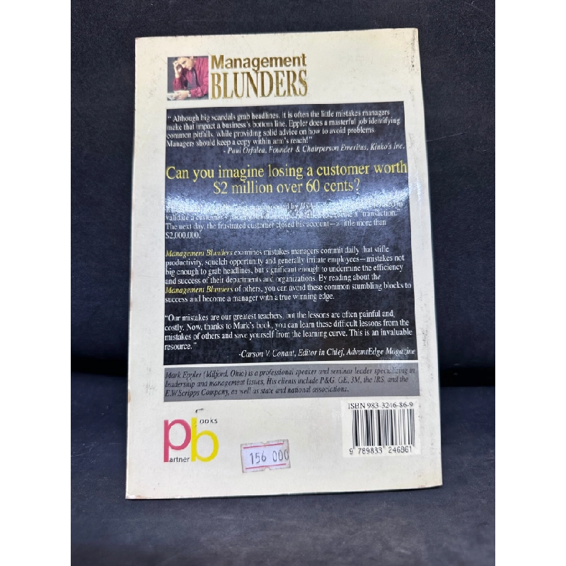 Management Blunders - 57 Pitfalls You Can Avoid, Mark Eppler, Mới 70% (Ố Vàng), 2006 SBM2407 347312