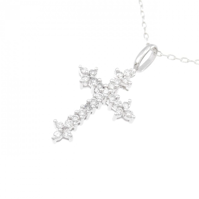 K18WG Dây chuyền kim cương hình chữ thập - Hàng hiệu Authentic 868367