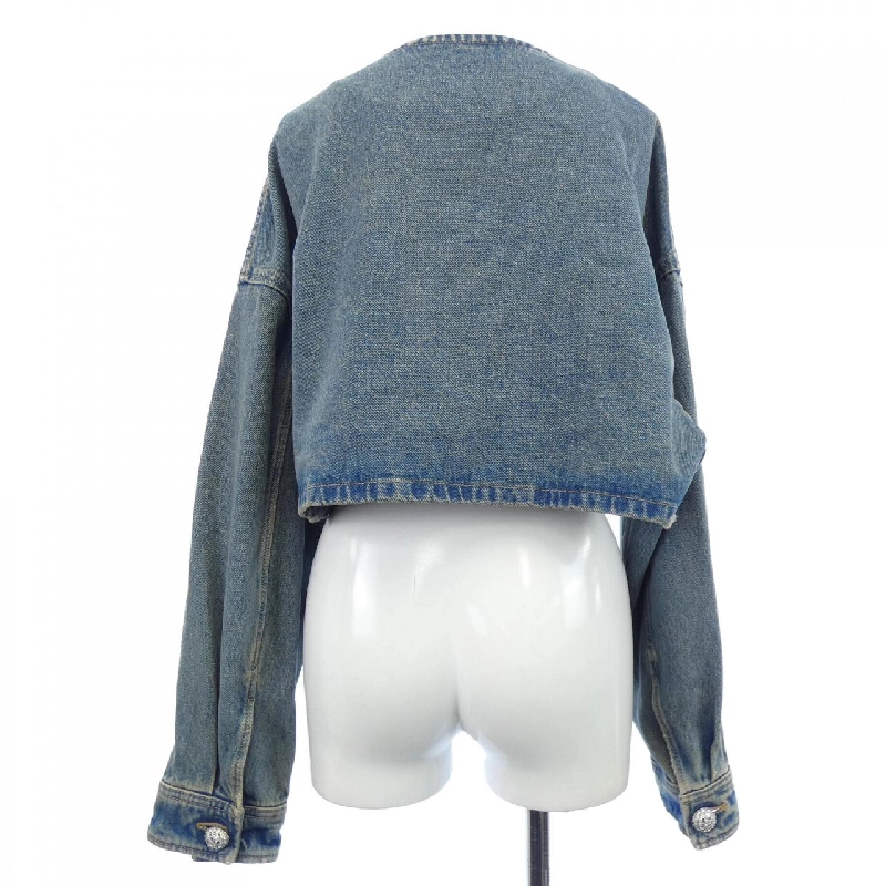 Áo khoác denim PRADA với logo tam giác GFB309 S000 13Z6 630404