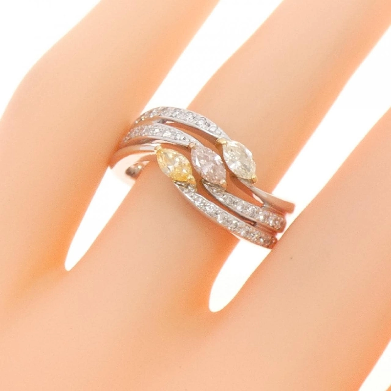 Nhẫn kim cương ba màu K18 0.176CT FLOP VS2 cắt Marquis - Hàng hiệu Chính hãng 873663