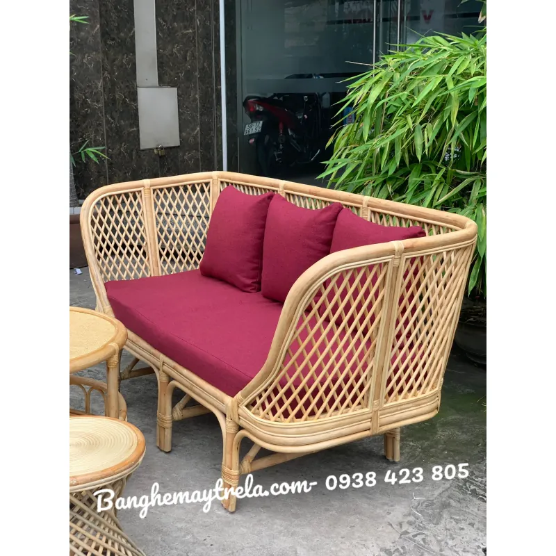 Bàn ghế sofa mây caro nhỏ gọn 715362