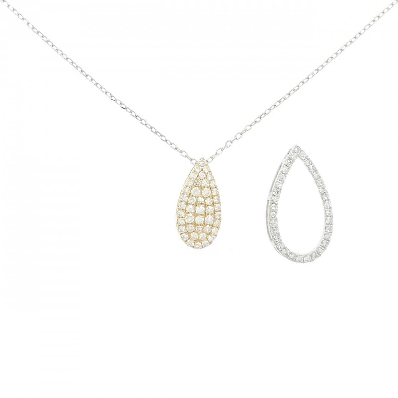 K18YG/PT950 2WAY Pave Diamond Necklace 0.18CT - Hàng hiệu Authentic 860435