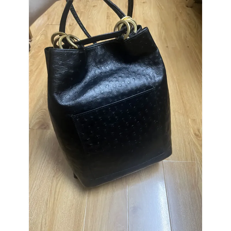 Balo nữ 24x31x14 da thật dập vân đà điểu 2hand 996738