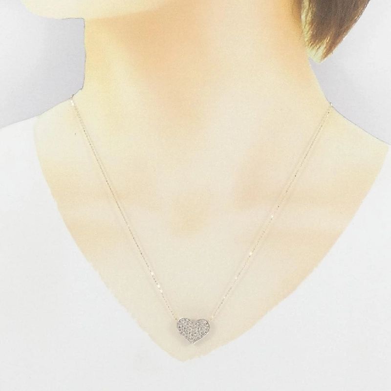 K18WG/K18YG Pave Heart Diamond Necklace 0.50CT - Hàng hiệu Authentic 863072