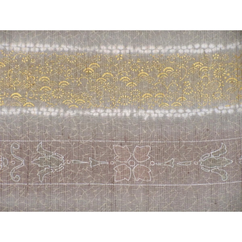 Kimono thăm viếng, lụa nhuộm, chế tác vàng Yuzen, có thắt nút - Hàng hiệu Authentic 876841