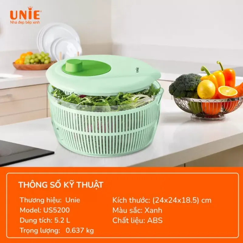 Rổ quay rau ly tâm UNIE US5200 5,2L chính hãng mới 100% 591050
