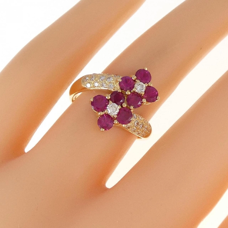 Nhẫn ruby K18YG hoa 1.08CT 672765