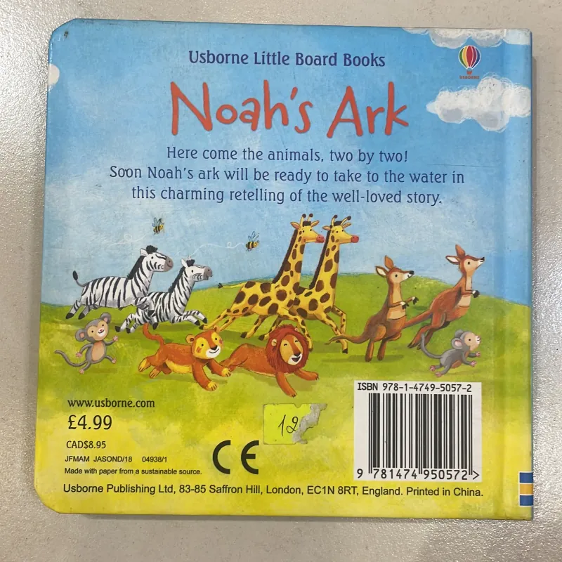 NGOẠI VĂN tiếng anh trẻ em : Usborne Little Board Books NOAH’s Ark  1027819