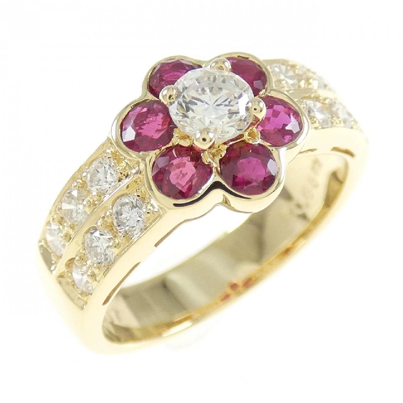 Nhẫn ruby K18YG hoa 0.85CT 672260
