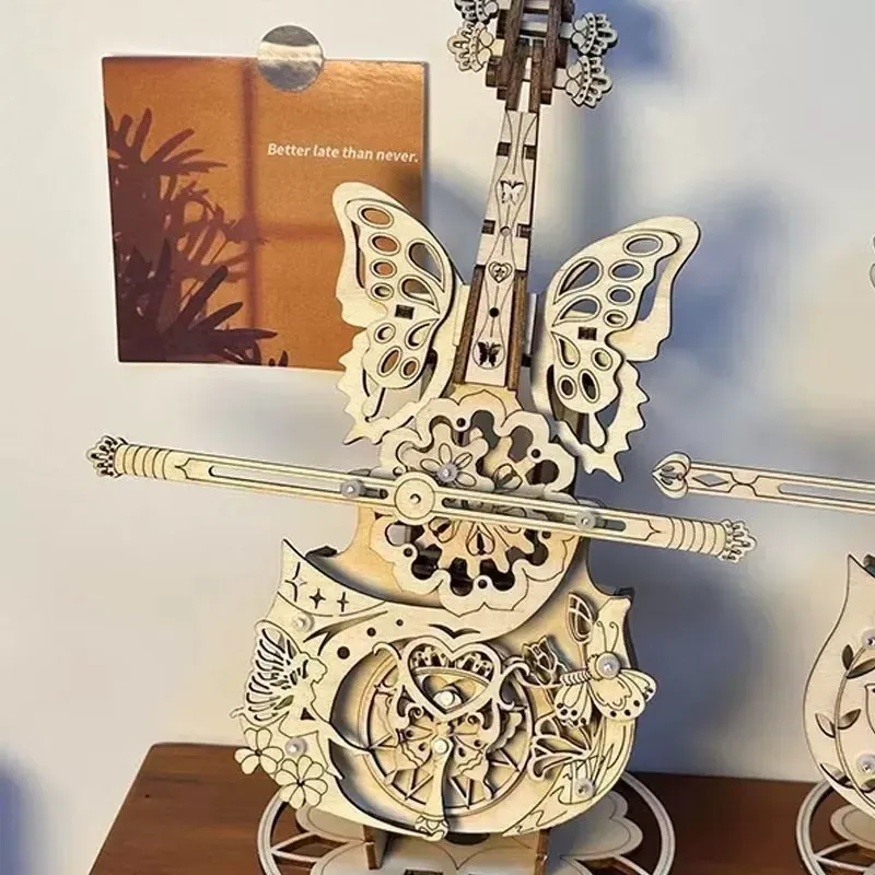 Hộp Nhạc Gỗ Lắp Ráp Đàn Violin Chuyển Động Độc Đáo 779795