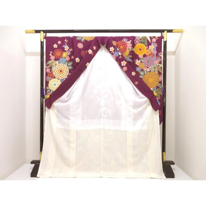 Áo kimono tay dài với thêu chế tác Yūzen - Hàng hiệu Authentic 878143