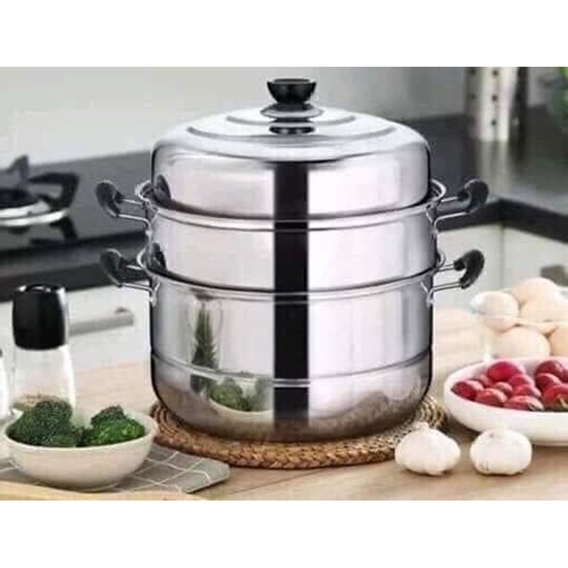 Nồi hấp 3 tầng 28cm inox 🤎🤎🤎 164955