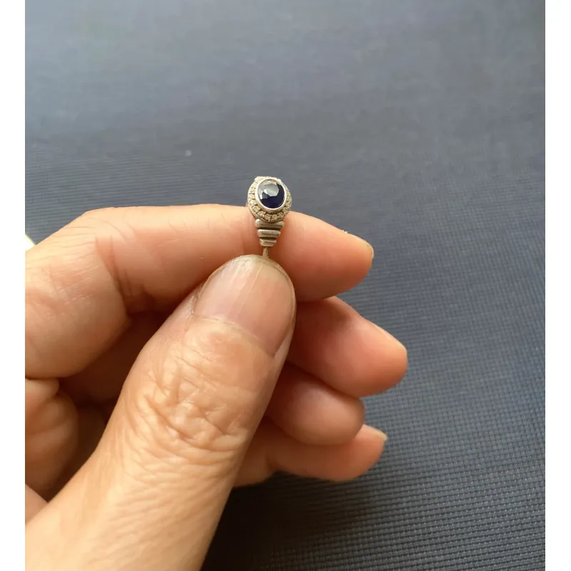 Nhẫn bac đính đá Saphire xanh hero 976626