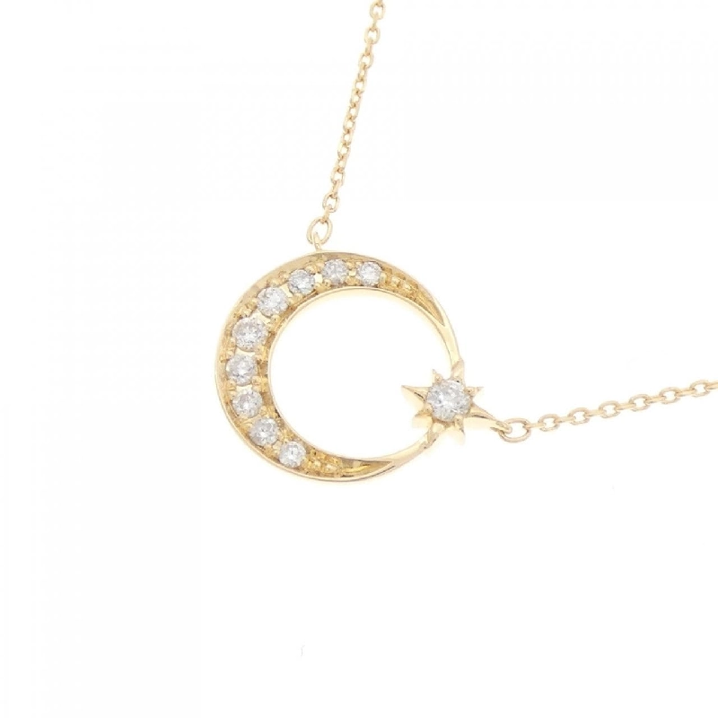 K18YG Mặt trăng Kim cương Dây chuyền 0.11CT - Hàng hiệu Chính hãng 856163