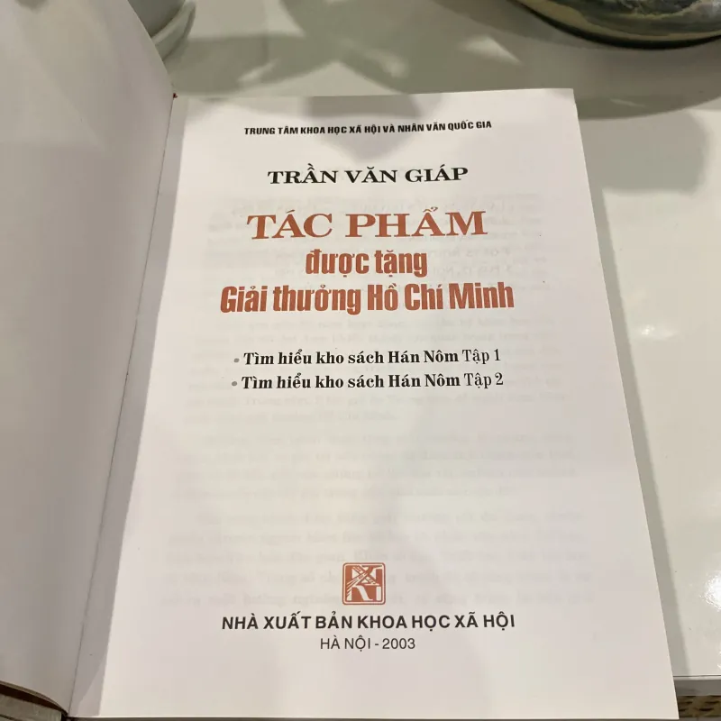 TRẦN VĂN GIÁP TPĐTGTHCM - TÌM HIỂU KHO SÁCH HÁN NÔM TẬP 1 - 2 (XB 2003) 990896