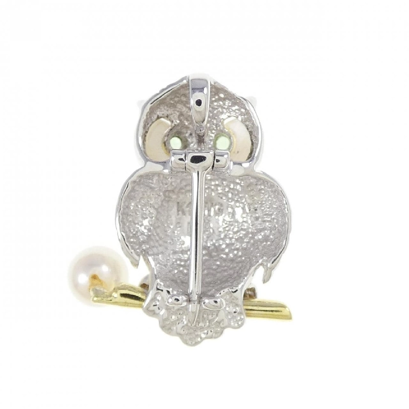 K18WG/K18YG Cú Mèo Ngọc Trai Akoya Dây Chuyền - Hàng hiệu Authentic 856566