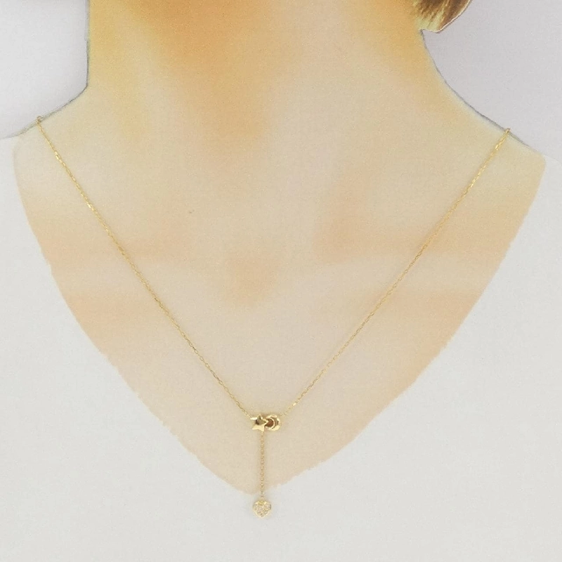 K18YG Heart × Star × Moon Diamond Necklace 0.06CT - Hàng hiệu Authentic 857264