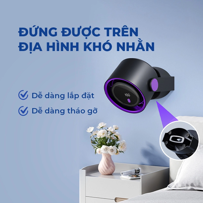 Quạt Cầm Tay Circulating Fan 100 Cấp Độ Gió, Dung Lượng Pin Lớn, Có Chip Bảo Vệ Thông Minh Kèm Màn Hình Led 530448