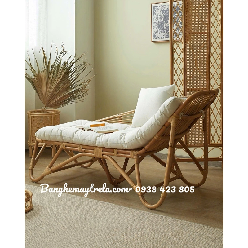 Ghế mây dài nằm thư giãn lưng cong 527877