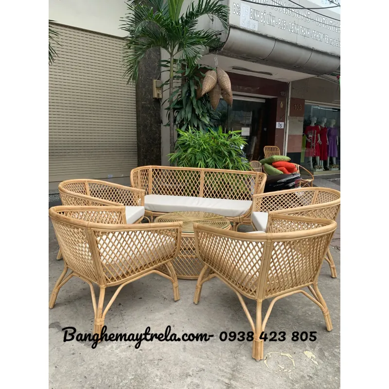 Bàn ghế sofa mây tự nhiên- Sofa mây tre đan 999737