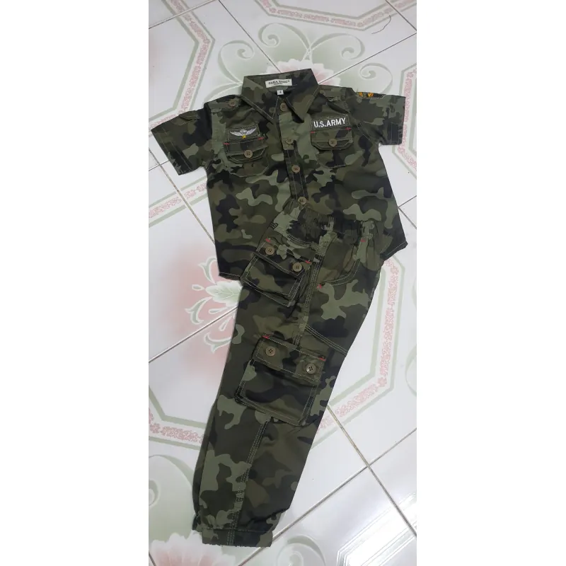 Bộ quần dài trẻ em kaki thun 763623