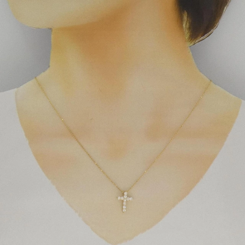 K18YG Dây chuyền kim cương chéo 0.50CT - Hàng hiệu chính hãng 857336