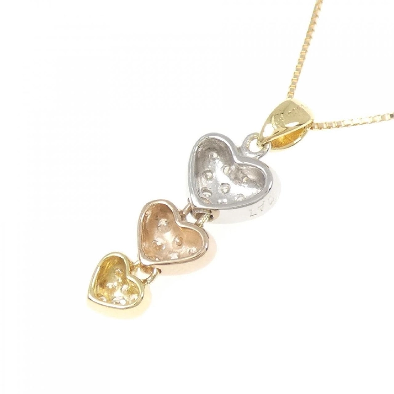 K18YG/PT900/K18PG Dây chuyền kim cương hình trái tim 0.47CT - Hàng hiệu Authentic 859293