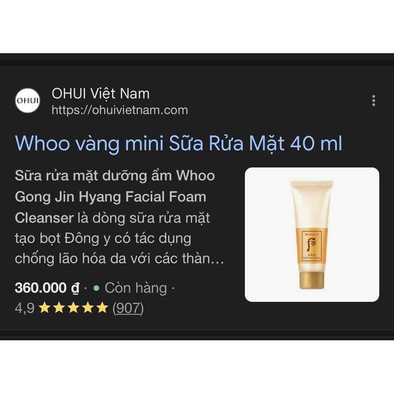 Whoo vàng mini Sữa Rửa Mặt 40 ml 548678