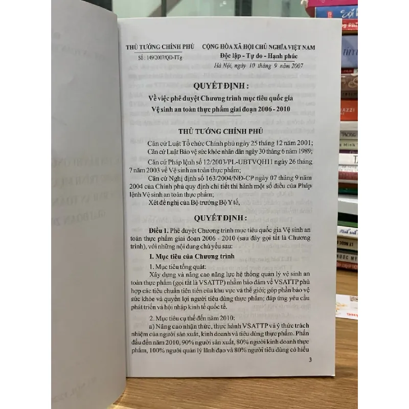 Các văn bản hướng dẫn thực hiện chương trình mục tiêu QG vệ sinh ATTP giai đoạn 2006-2010 716622