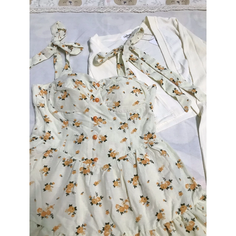Sét đầm hoa kèm khoác 499877
